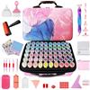 Fokenzary Contenitori per pittura con diamanti, 120 scomparti, scatola portaoggetti con accessori e strumenti per artigianato per kit di pittura con diamanti (rosa 120 slot)