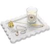 TABHOUKIT Vassoio Marmo Bagno Ondulato Vassoio Portaoggetti Svuotatasche Ingresso Lusso Decorativo per Toletta, Fazzoletti, Candele, Asciugamani, Cosmetici, Cucina, Profumo, Portachiavi Bianco Carrara 27x20cm