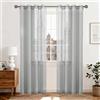 Ystyle Tende per Interni con Anelli Moderna, 140x300 CM, Grigio Chiaro | Tende Camera da Letto Decorazione, Tenda Trasparente con Effetto Lino con Trama a Croci, Voile Curtains per Soggiorno