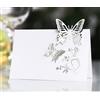 SYSUII Segnaposto per nome, 50 pezzi, taglio laser 3D, farfalle, vuoti, per matrimonio, compleanno, comunione, presentazioni, fai da te, colore bianco