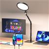 Dorlink Lampada Da Scrivania Led Braccio Snodabile, 1337lm,5 Modalità Colore+5 Livelli Luminosità,Doppia Usb-C,Memoria,Timer,Luce Notturna, Protezione Occhi Casa,Ufficio,Streaming,Nera