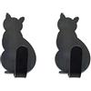 Benoon 2 Pezzi Creativi Ganci A Parete in Metallo A Forma di Gatto, Forte Adesivo Autoadesivo Senza Tracolla Appendiabiti Appendiabiti Decorazioni per La Casa per Cucina Bagno Nero