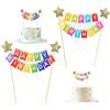 Ryaupy Set Bandierine Topper Torta di Buon Compleanno - 2 Pezzi Cake Toppers 'Buon Compleanno' con Stelle Filanti e Ghirlande di Bandierine - Forniture per Feste per Ragazzi e Ragazze