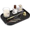 TABHOUKIT Vassoio da Bagno in Marmo, Nero e Bianco, 30 x 20 x 1.8 cm | Naturale, Vassoi da Bagno e Cucina,Decorativi per Svuotatasche Ingresso, Caffè, Profumi, Gioielli e Trucchi