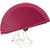 Tusitala Barcelona Ventaglio spagnolo - Legno e cotone - 16 cm - Custodia in yute natural - Accessorio moda - Fatto a mano in Spagna - Collezione Clutch - Tusitala Barcelona (Fucsia, Catena)