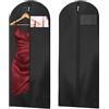 AMFUN 2 Pezzi Borsa Porta Abiti da Viaggio, Borsa Dell'abbigliamento da Sposa, Porta Abiti Lungo per Guardaroba e Viaggio, 60 * 140 cm (Nero)