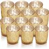 FUND AMLIGHT Set di 12 portacandele votivi dorati, portacandele in vetro, perfetti come centrotavola, decorazioni per matrimoni, feste, decorazione per la casa (oro)