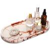 TABHOUKIT Vassoio Marmo Ovale, Calacatta Rosso, 30 x 15 cm | Vassoio Portaoggetti Bagno, Organizzazione per Svuotatasche Ingresso, Candele, Profumi, Tessuti, Sapone, Shampoo, Cosmetici