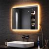 SONNI Specchio da bagno con illuminazione 80 x 60 cm, specchio LED con interruttore touch, dimmerabile, senza appannamento, 3 colori di luce regolabili, presa
