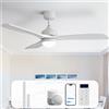 Sofucor Smart Ventilatore da Soffitto con Luce,132 cm Legno Massello Ventilatore da Soffitto con Alexa/APP/WiFi, Telecomando, DC, 3 Temperature di Colore, Timer, 6 Velocità per Camera da Letto