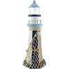 FGF IMPORT Faro legno luminoso decorativo con rete per arredo ristoranti o appartamenti al mare soprammobile in Stile mediterraneo