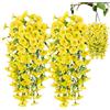 Generic Fiori artificiali da appendere per esterni, 2 pezzi, piante finte da appendere, resistenti ai raggi UV, petunia in seta, decorazione primaverile per casa, portico, patio, decorazione (giallo)