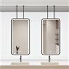 Renmlion Specchio da bagno nero｜Specchi sospesi a soffitto Specchio cosmetico a LED con cornice in metallo per lavabo sopra｜Specchi a parete con aste galleggianti per bagno，ingresso，negozio，hotel(40cmx60cm)
