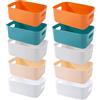 EURXLQ 10 pezzi mini Cestino Portaoggetti in Plastica con Maniglie 15×11×5 cm Organizzatore Bagno Cestini per Armadietto Cucina Cestino Portaoggetti in Plastica per Bagno Cucina (Colori misti)