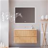 Feel Your Bath Specchio Rettangolare LED 90 x 70 cm con Bluetooth, Luce Regolabile, Antiappannamento, Interruttore Touch, Spegnimento Automatico, senza cornice, Design Moderno