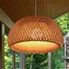 FUMIMID Lampada A Sospensione in Bambù Naturale Paralume in Vimini Lanterna Intrecciata Vintage Fatta A Mano Lampadario Stile Pastorale Giardino Sala Da Pranzo Soggiorno Illuminazione A Soffitto,60cm