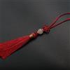 SYSUII 10 Pezzi Mini Quaste, Chiave Con Nappa Fatta a Mano, Seta Lucida Con Perle, Segnalibro, Nappa Pendente, Piccolo Nodo Cinese per Gioielli Fai Da Te, Orecchini, Accessori per Chiave - Rosso Vino