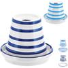 Cepewa Set di 2 posacenere per tempesta, Ø 12 cm, bianco scuro, blu scuro, azzurro dolomite, inserto rimovibile, per vaso da fiori (2 posacenere in vaso blu/bianco)