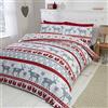 Rapport Home Parure da letto con Copripiumino Matrimoniale e 2 federe, motivo: Cuori di Natale, 100% flanella di cotone spazzolato, colore: rosso/multicolore, Cotone, Red/multi-colour, King