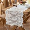 HICOHAND Runner da tavola in pizzo bianco cavo, tovaglia romantica con fiori, rettangolare, elegante, decorazione da tavolo per matrimoni, feste nuziali, 160 x 45 cm (rosa)