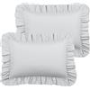 PiccoCasa Set di 2 federe per cuscini con volant, morbide federe traspiranti con chiusura a busta, 100% microfibra spazzolata, king size grigio chiaro