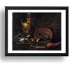 Period Prints Periodo Prints RECCO, Giuseppe: Natura morta con pesce, arte vintage, riproduzione A3 in cornice nera 17x13