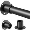 Venwemong Asta per armadio, asta per appendere vestiti 70-90 cm, estraibile, in acciaio inossidabile con slot di fissaggio per armadio e per il deposito, colore nero, diametro 25 mm