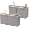 WOKICOR 2 Pezzi Tasca Portaoggetti Letto, Porta Oggetti Letto da Appendere con Tasche Frontali, Rete Laterale e Ganci, Organizer in Tessuto con Supporto in Metallo per Letto, Sedia O Armadio, Grigio