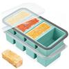 Gimars 2pcs Contenitori Silicone con 4 Scomparti per Congelamento Alimenti,Stampi in Silicone con Coperchi Ermetici per Cubetti di Ghiaccio,Vassoio Porzionato per Zuppe,Salse Brodi Polpa di Pomodori