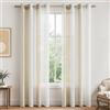 MRTREES Tende Camera da Letto in Voile a Righe Verticali Semi-Trasparenti con Occhielli 2 Pezzi Tenda Leggera Moderne Elegante Effetto Lino per Interni Soggiorno Finestra Bianco+Beige 140x225 CM
