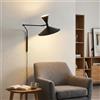 B·LED BARCELONA LED BARCELONA LED Lampada da Parete Industriale Grande 40 cm, Applique a Braccio Articolato, Stile Vintage e Moderno, Paralume in Metallo Nero Interno Bianco, per Ristorante, Scale e Camera