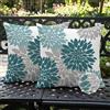 Ardjxue 2 Pezzi Impermeabile Esterno Fodere Cuscino 45x45cm Blu Pavone Grigio Motivo Dalia Cuscini Double-Face Modern Decorazioni Primavera Estate per Divano Patio Giardino Panca Soggiorno
