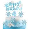 mciskin Set di Candeline di Compleanno Frozen con Numero 4 per Decorazioni Torta, Candeline Numero 4 a Fiocco di Neve per Torta, Decorazioni Torta Frozen, Candeline Blu a Fiocco di Neve per Decorazioni Festa
