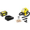 Kärcher WD 1 Compact Battery - Bidone Aspiratutto Solidi Liquidi, Potente Aspirapolvere portatile da 200AW, 1000W, con Sacco, Giallo/Nero