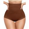 Wiepux Pancera Contenitiva Donna in Pizzo Senza Cuciture Vita Alta Shapewear Slip Controllo Delicato della Pancia Invisibile per Tutto Il Giorno, Ufficio, Appuntamenti e Casa (Marrone, XL)