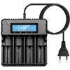 Gbformat Caricabatterie pile Ricaricabili LCD litio con 4 Slot Indipendente Caricatore Compatibile con 3.7V 26500/18650/14500/16340/26700