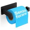 MINISMUS Porta Carta Igienica da Muro Adesivo, Portarotolo Carta Igienica Adesivo, Portacartaigienica Bagno, Nero, Acciaio Inox