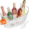 Lifewit Secchiello Ghiaccio Grande 6.5L, Porta Ghiaccio Portatile con Cucchiaio, Cestello Ghiaccio per Bottiglie in Plastica per Vino, Cocktail, Bevande, Birra, 38 ×18×20 cm/15x7x8", Set di 1