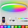 Heyseven 24W Plafoniera LED RGB Dimmerabile con Telecomando, Plafoniera Pannello LED Wifi Ultrasottile 2,5cm Lampada per Cucina Soggiorno Camera da Letto