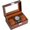 ProCase Porta Orologi Uomo a 3 Posti, Scatola Orologi in Pelle, Custodia Orologi con Coperchio in Vetro, Idea Regalo Portagioie Uomo Organizer per Orologi -Marrone