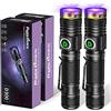 DARKDAWN Torcia UV 395nm Ricaricabile USB, LED Lampada di Wood Ultravioletti Torce Luce Nera, Mini Potente Portatile Lampada UV, Polimerizzare la Resina, Rivelatore di Urina per Cani 2-Pezzi