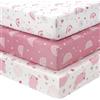 Fiemol Lenzuola Lettino 120x60 cm, Confezione da 3 Coprimaterassi per Lettino Neonato, Lenzuola con Angoli Elasticizzate in Microfibra Ultra Morbida e Setosa, Rosa e Arcobaleno