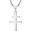 BOBIJOO JEWELRY - Pendentif Collier Croix de Lorraine Patriarcale D'Anjou Résistance Française Acier 316L Argentée