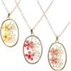 LRXIYODE 3 Pezzi Collana Donna con Fiori Secchi Naturali Girocollo con Ciondolo Rotondo Colorato Gioielli Artigianali Resistenti e Luminosi per Party e Uso Quotidiano