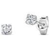 Miore Orecchini Donna con Diamante, Orecchini a Perno a 4 Griffe in Oro Bianco Massiccio 375 da 9K, Piercing con Diamante 0.25ct, Solitario con Custodia Portagioie, Gioielli da Donna