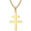 BOBIJOO JEWELRY - Collana con Pendente a Croce di Lorena Patriarcale Angiò Resistenza Francese in Acciaio, Oro Placcato