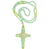 IZZY RELIC Collana lunga da donna Boho con croce decorativa, collana di perline colorate con ciondolo a croce grande, bigiotteria da donna vintage bohémien, verde o arancione, ADULTO, Pietre
