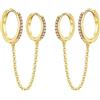 JOPLY Orecchini a catena da donna, in argento Sterling 925, con doppio foro, con zirconia cubica, orecchini a cerchio con nappa, a goccia, per cartilagine, elica, per ragazze e adolescenti, idea regalo, 8mm