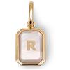SINGULARU - Charm Personalizzato Letter Madreperla. Ottone con Finitura Placcata Oro 18Kt. Pendente con Motivo Lettera e Dettagli in Madreperla. Gioielli da Donna. Lettera R