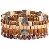 HZMAN Bracciali avvolgenti da uomo e da donna, corde di canapa, perle di legno, etniche tribali bracciali in pelle, 15-25cm, Pelle, Senza Gemstone